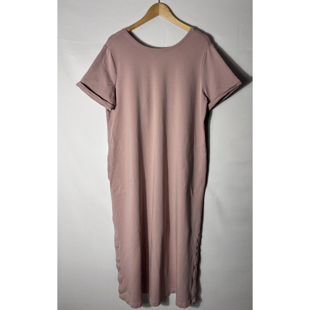 Pure J. Jill Dress Womens XL Pink Pima Cotton Tee T-Shirt Pockets Maxi Shift